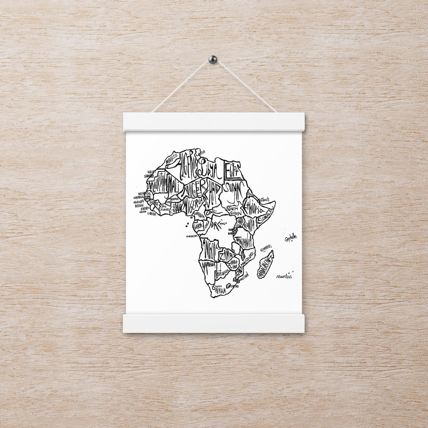down in africa - black & white (hanging poster)