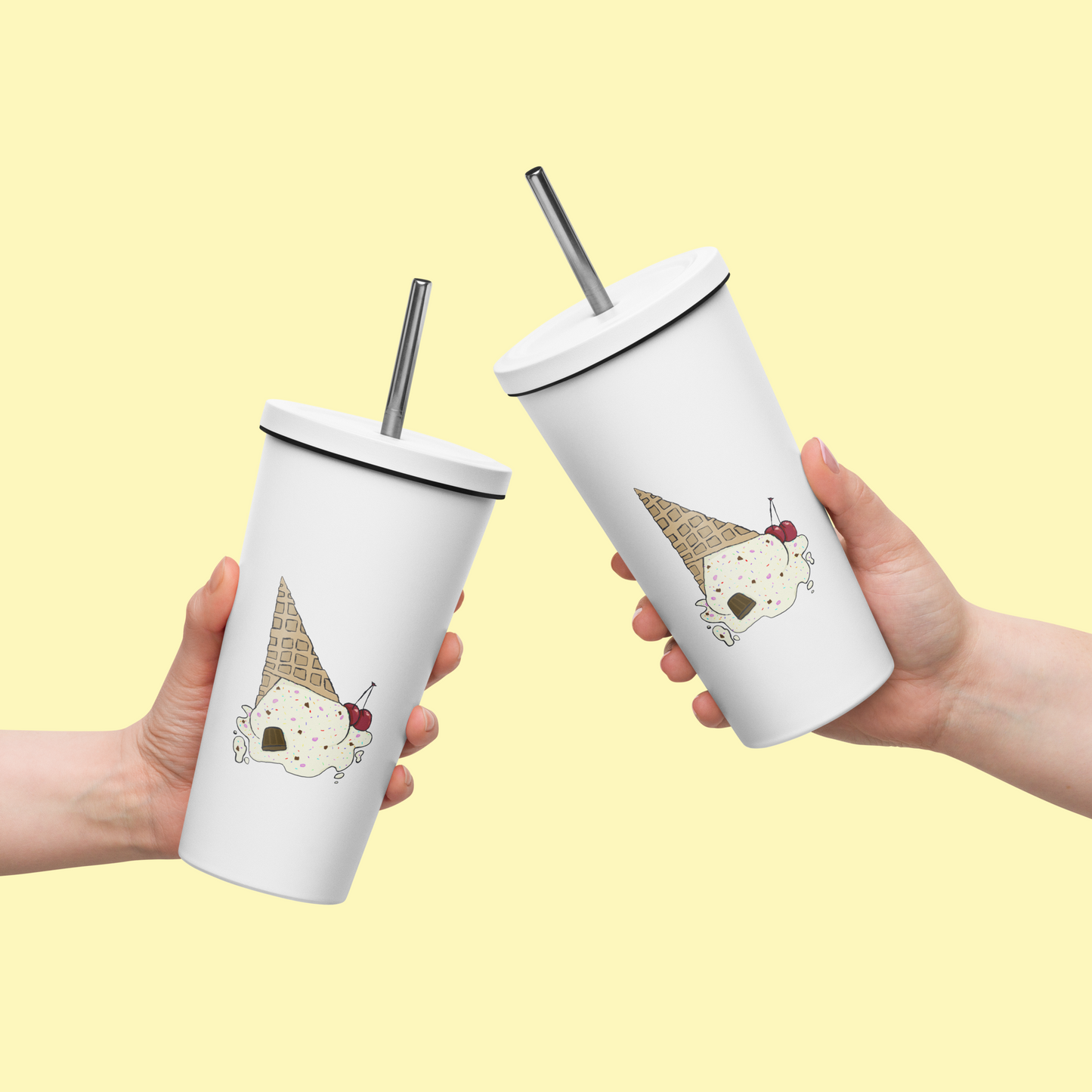 depressed icecream (insulated tumbler with a straw)