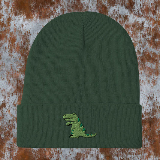 green dino (embroidered beanie)